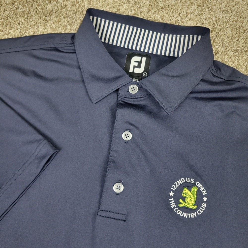 FootJoy Mens Large Solid Navy Performance Stretch Golf Polo Short Sleeve